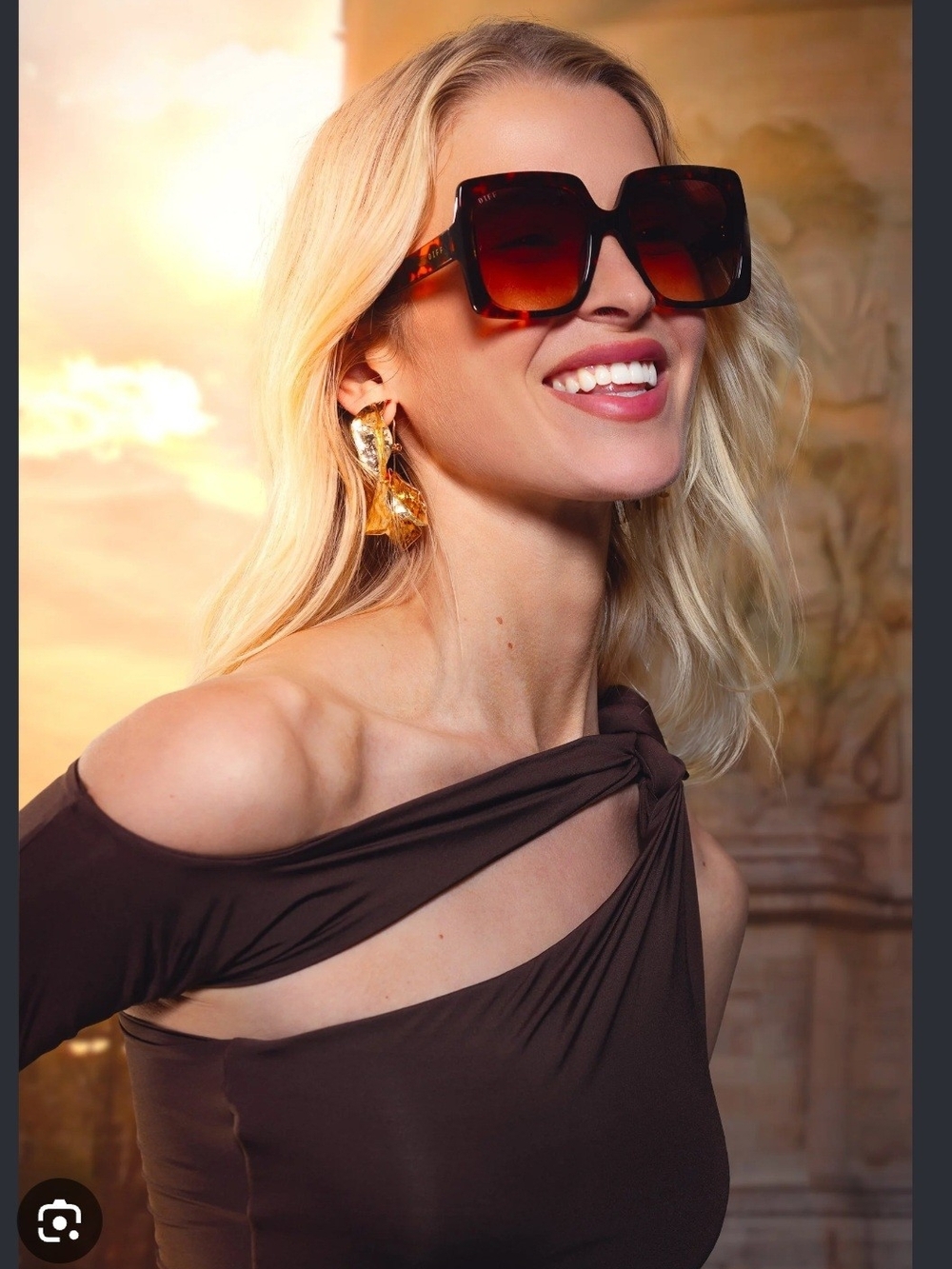 Diff Sylvie Oversized Square Tortoiseshell Sunglasses